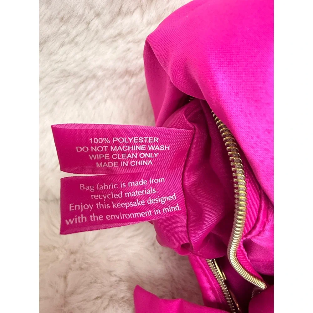 Estee Lauder Breast Cancer Awareness Pink Satin Bow Cosmetic Bag Hot Pink New